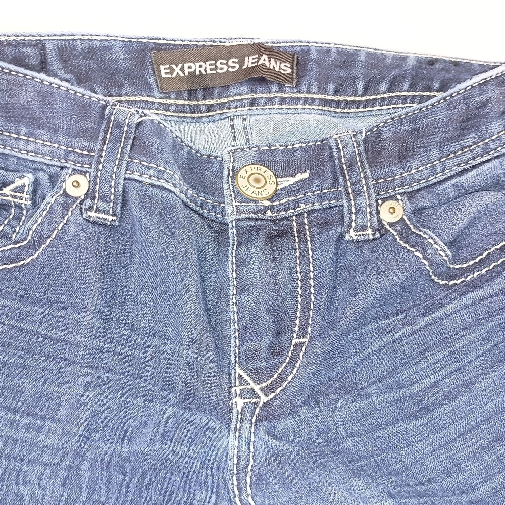 Express jeans Stella Lowrise‎ Blue Denim Legging Jeans 2S (#1,156) - Picture 4 of 8